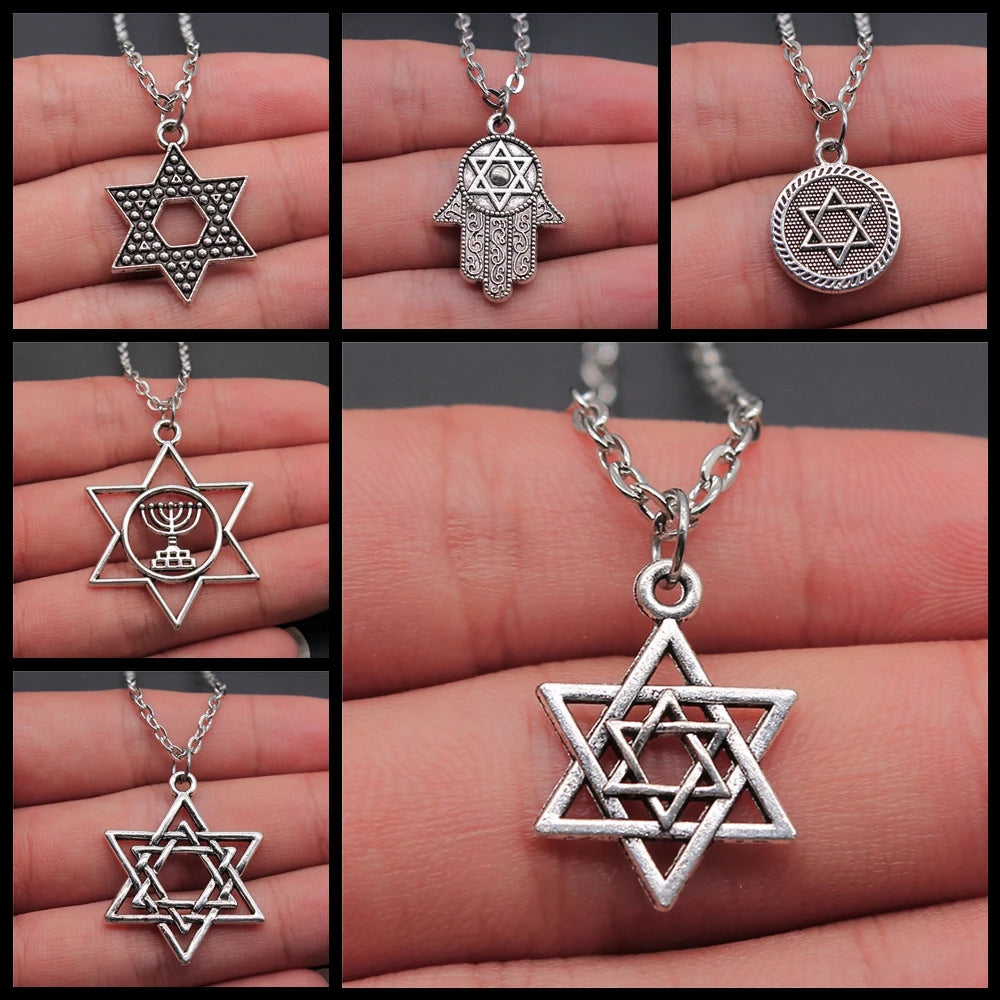 Star Of David Pendant Chain Necklaces