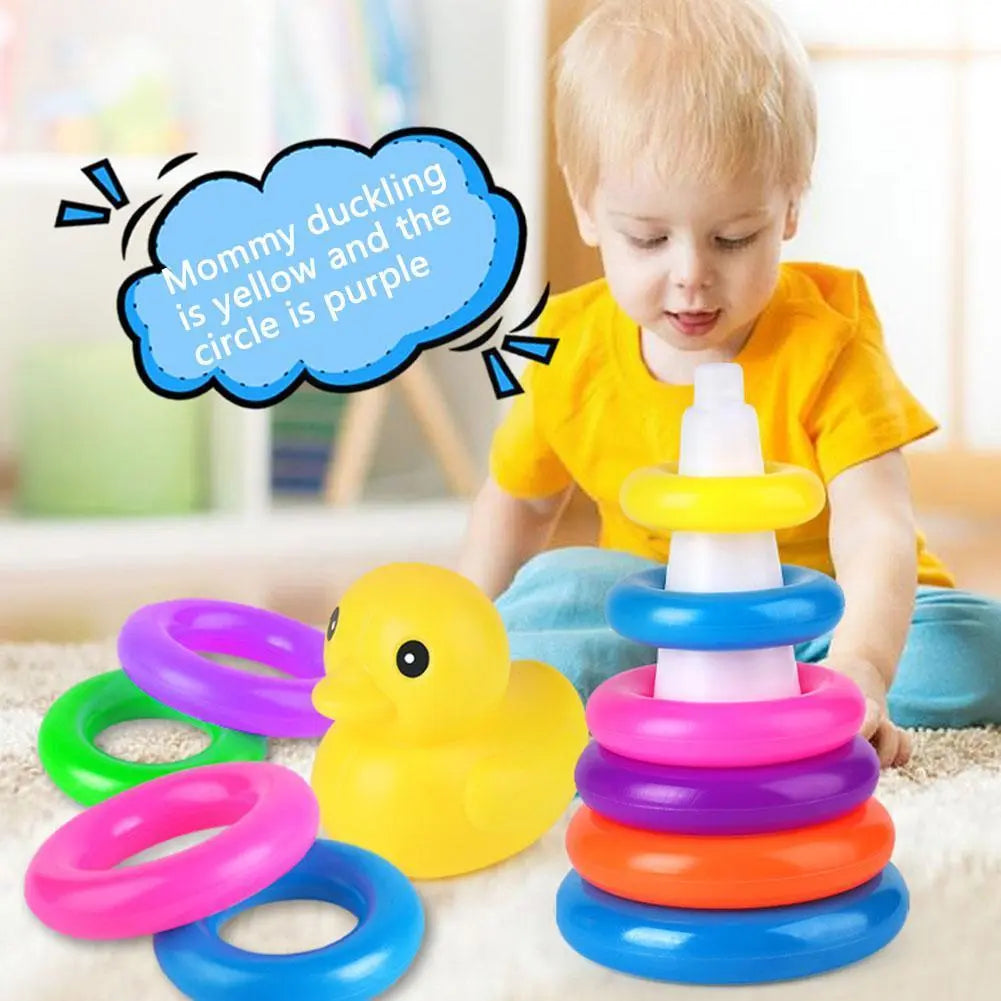 Yellow Duck Stacking Rings Tower Toy