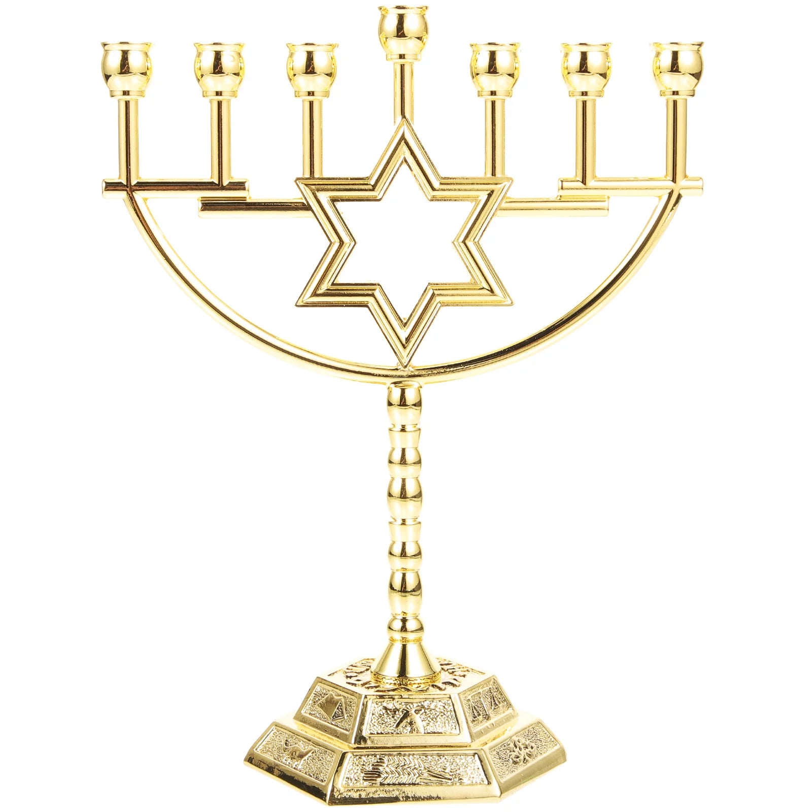 Jewish Gold Menorah Candle Holder