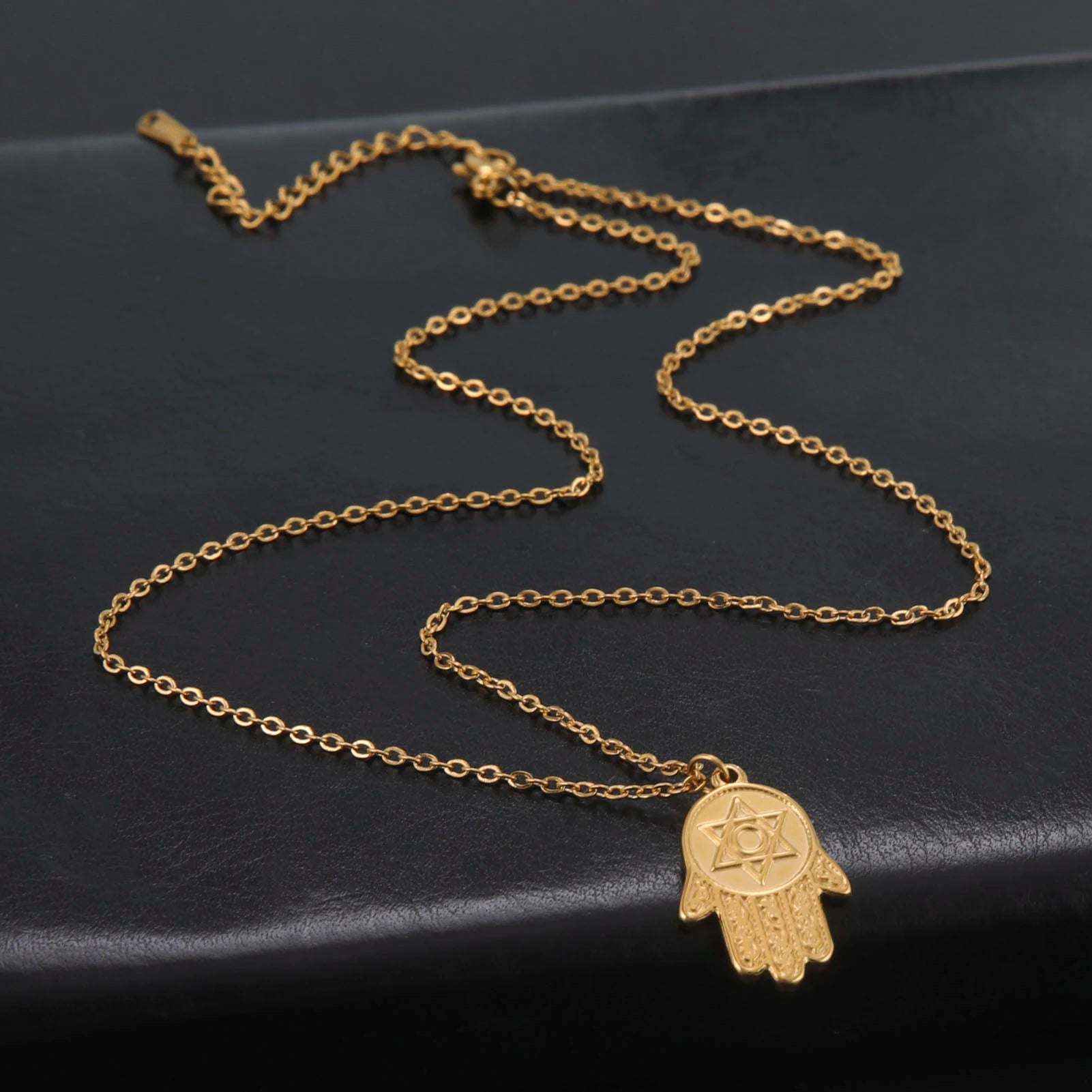 Hamsa Hand Star Of David Pendant Necklace