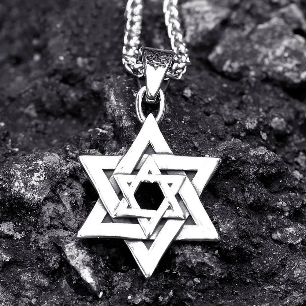Stainless Steel Hexagram Pendant Star Of David Necklace