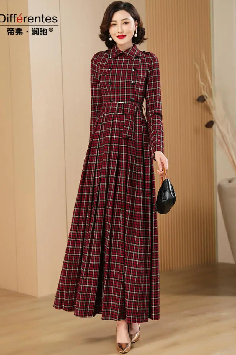 Double Breasted Plaid Dress