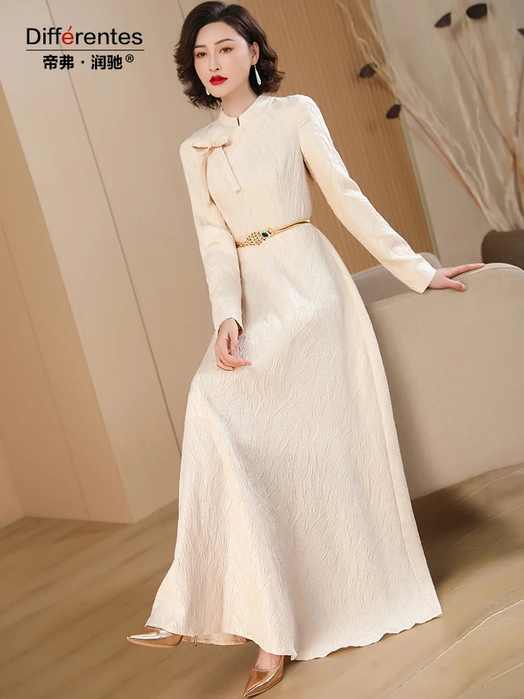 Luxury Jacquard Bowknot Long Dress