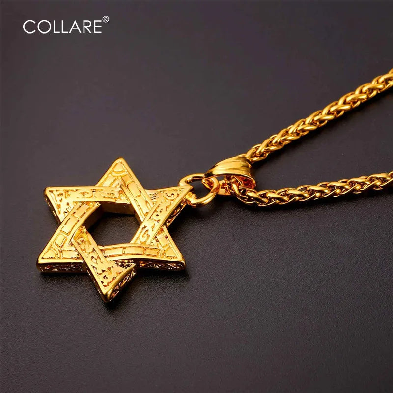 David Star Stainless Steel Jewish Necklace