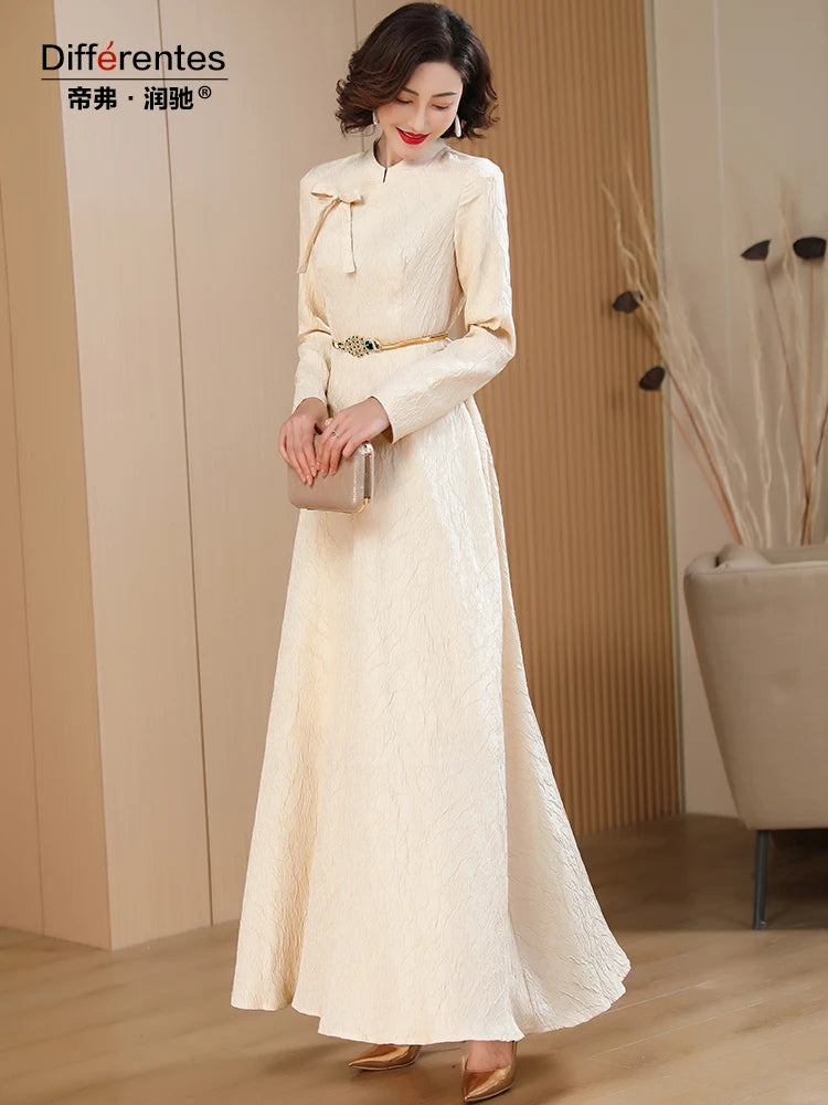 Luxury Jacquard Bowknot Long Dress