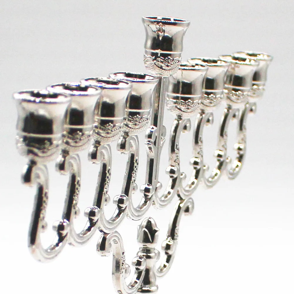 Silver Color Jewish Menorah Candle Holder
