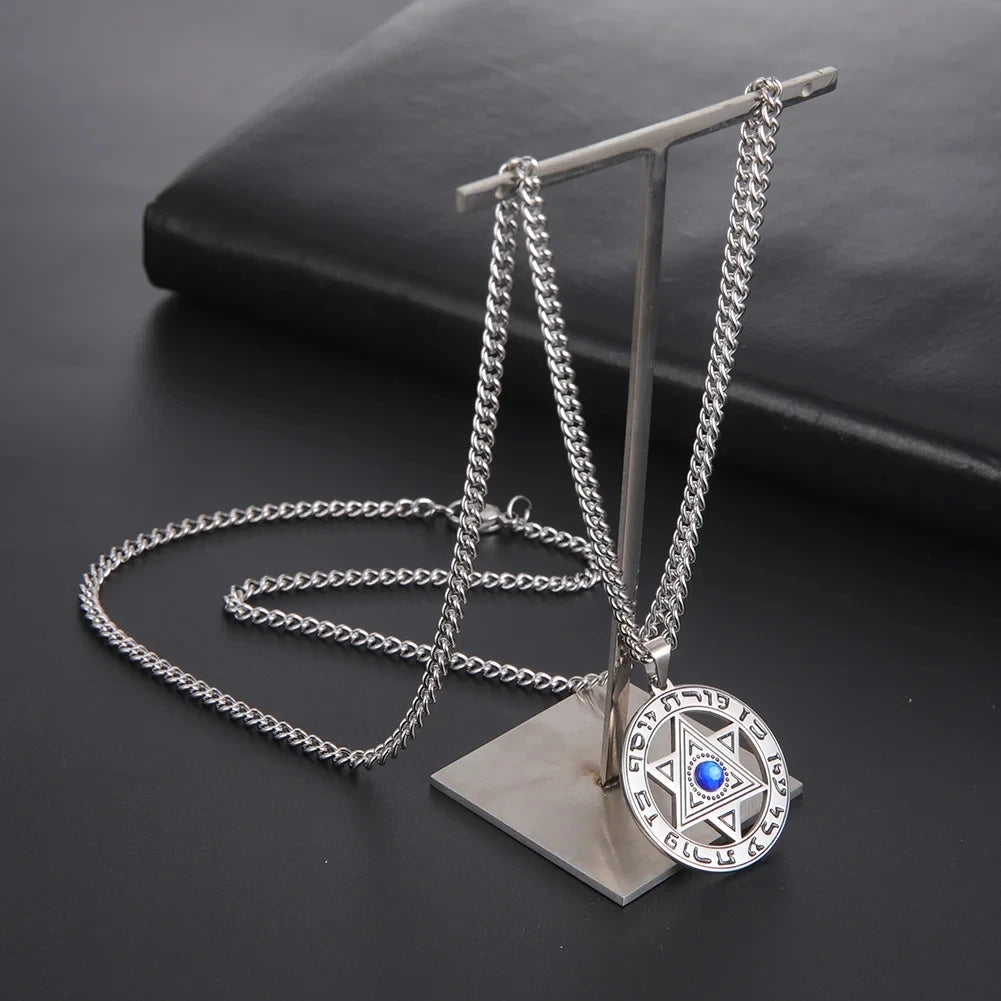 Star Of David Jewish Talisman Rhinestone Pendant Necklace