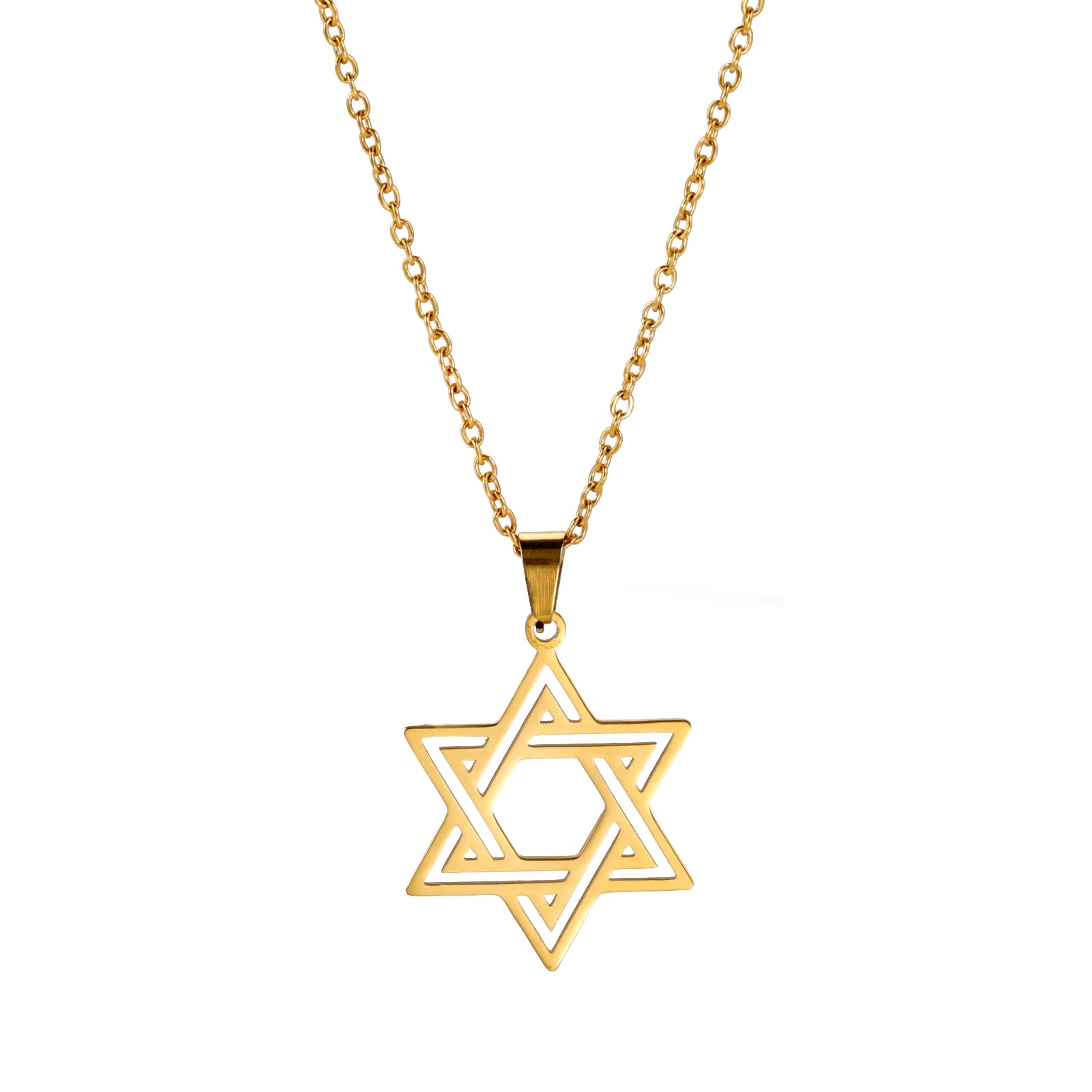 Jewish Bible Stainless Steel Hexagram Chain Necklace