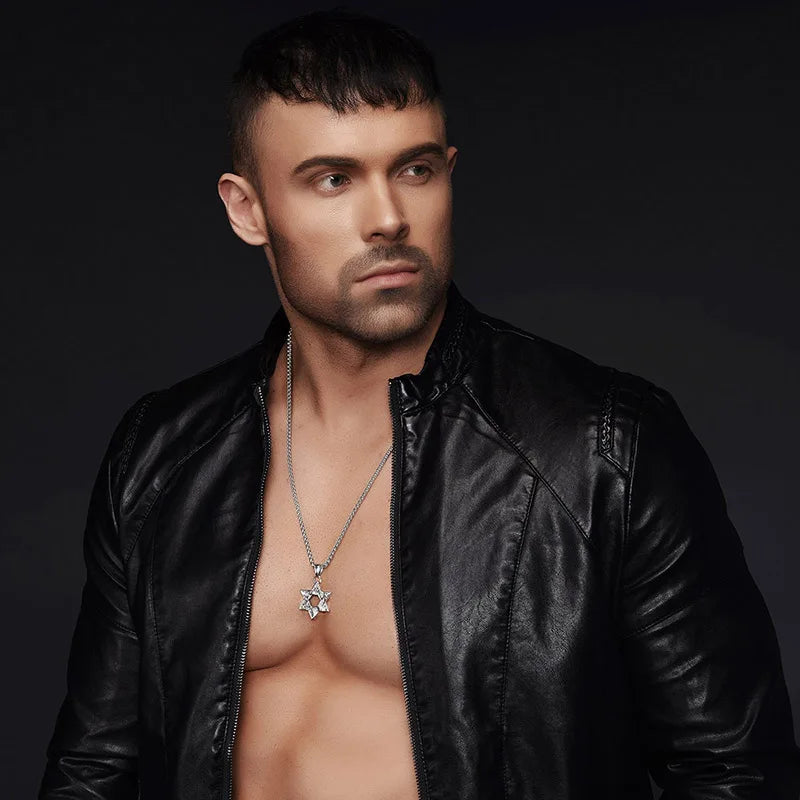 David Star Stainless Steel Jewish Necklace