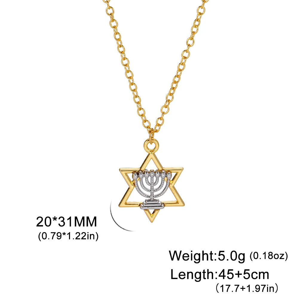 Candles Faith Lamp Hanukkah Pendant Necklace