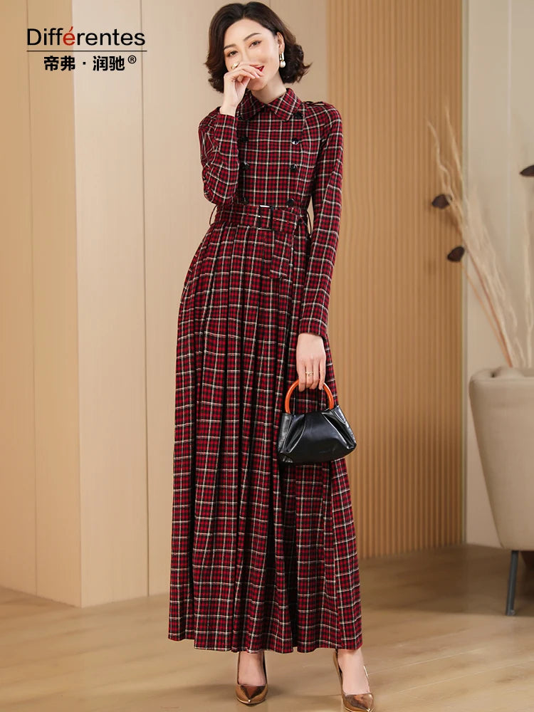 Double Breasted Plaid Dress