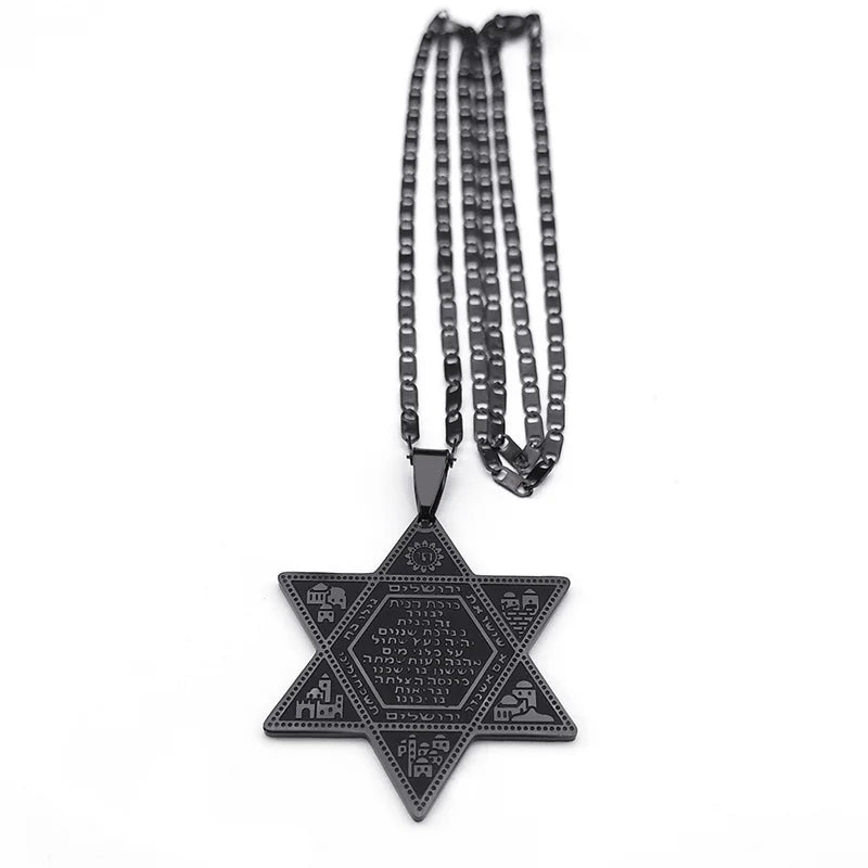 Star Of David Hexagram Jerusalem Chai Protection Necklace