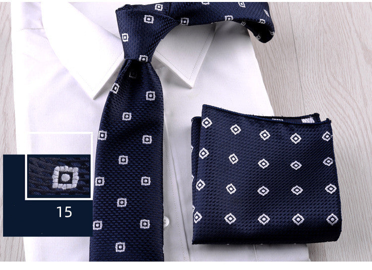 Business Formal Wear Casual Tie Pocket Square Combination