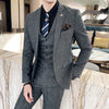 Slim-fit Check Three-piece Men's Casual Suit