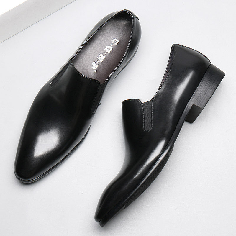 Business Formal Wear Leather Shoes Men's Pointed Toe Pedal Set