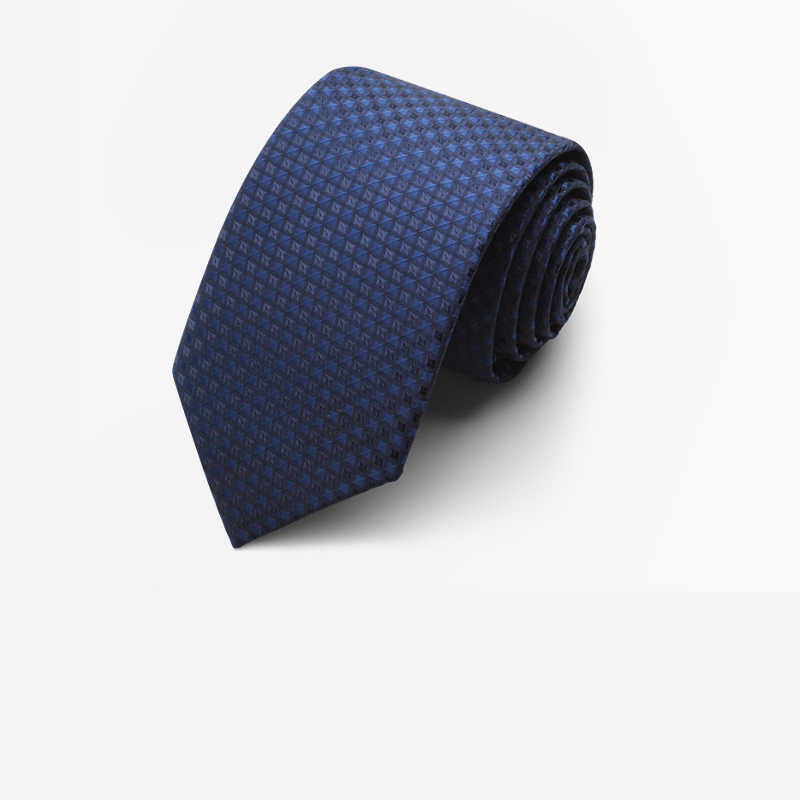 Navy Blue Tie Men's Business Dress 7cm Casual Gradient Plaid