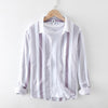 Extremely Hemp JapaneseStriped Casual Long-sleeved Shirt For Men