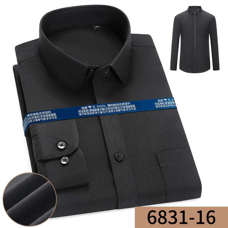 Men's Business Loose Cashmere Long Sleeve Shirt Without Ironing
